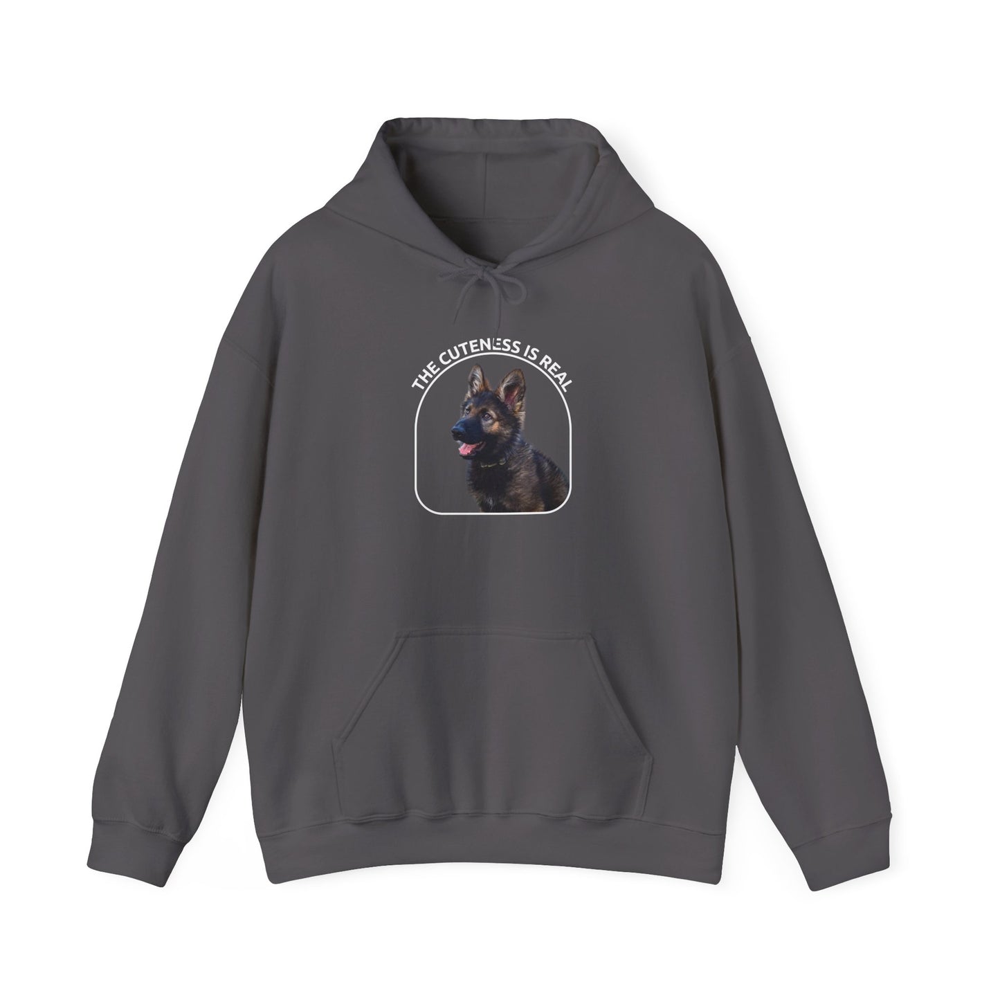 Unisex Dog Lover Hoodie With Cute German Shepherd Puppy and Caption The Cuteness Is Real
