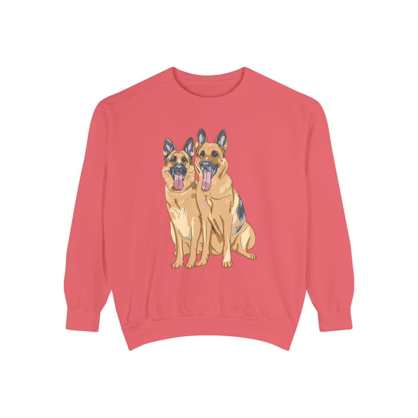 Unisex Dog Lover Sweatshirt With Graphic of Two German Shepherd Sloppily Sitting