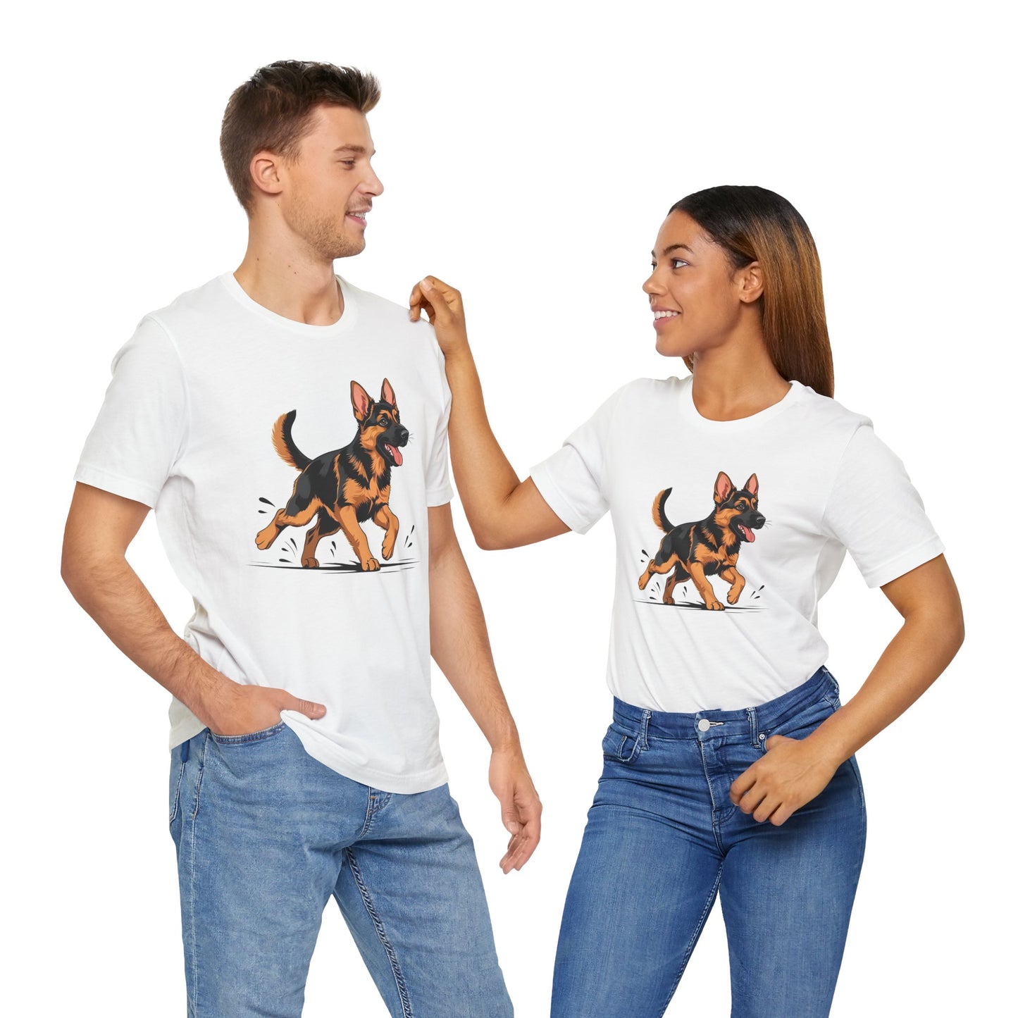 Playful German Shepherd Puppy Tee, Cute Dog Lover Gift, Pet Owner Shirt, Fun Animal Apparel, Unisex T-Shirt for Dog Enthusiasts