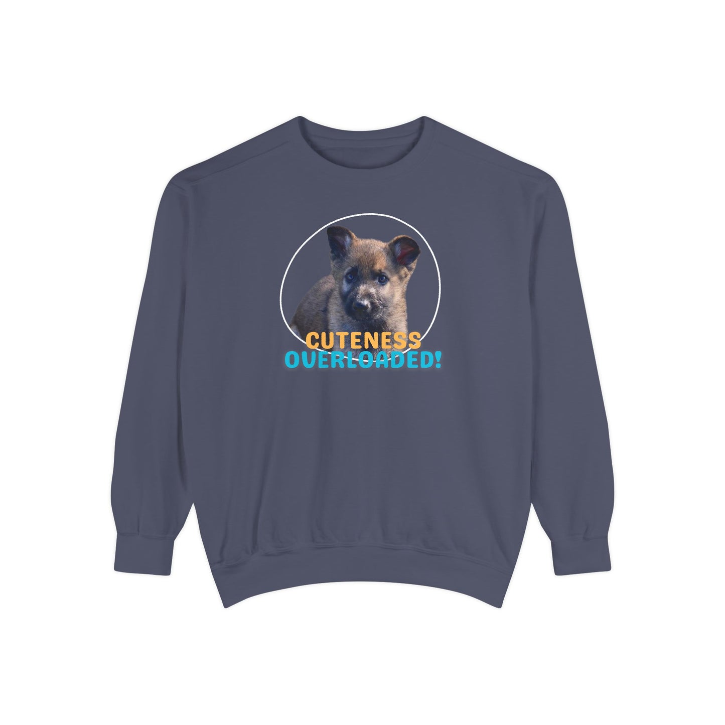 Unisex Dog Lover Hoodie With a Cute Sable German Shepherd Puppy and Caption Cuteness Overloaded