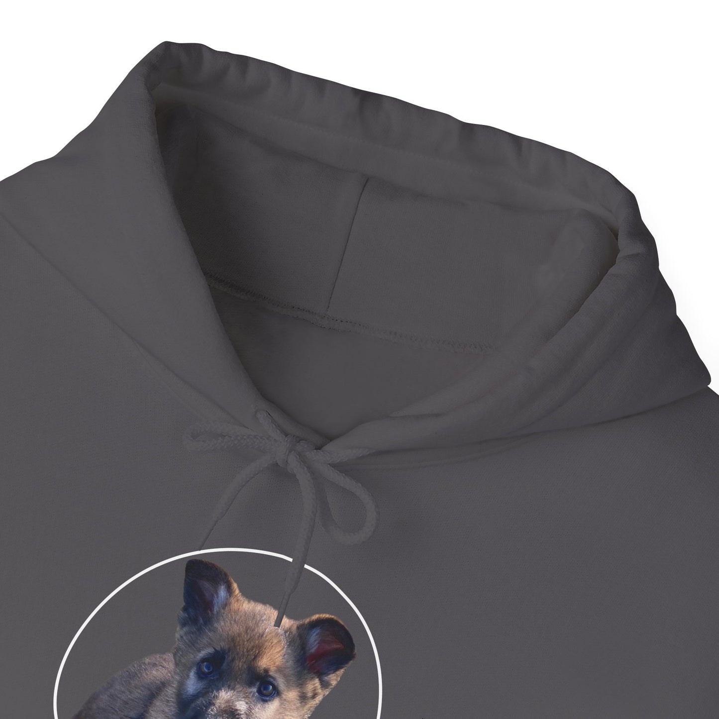 Unisex Dog Lover Hoodie With Cute Sable German Shepherd Puppy and Caption Cuteness Overloaded