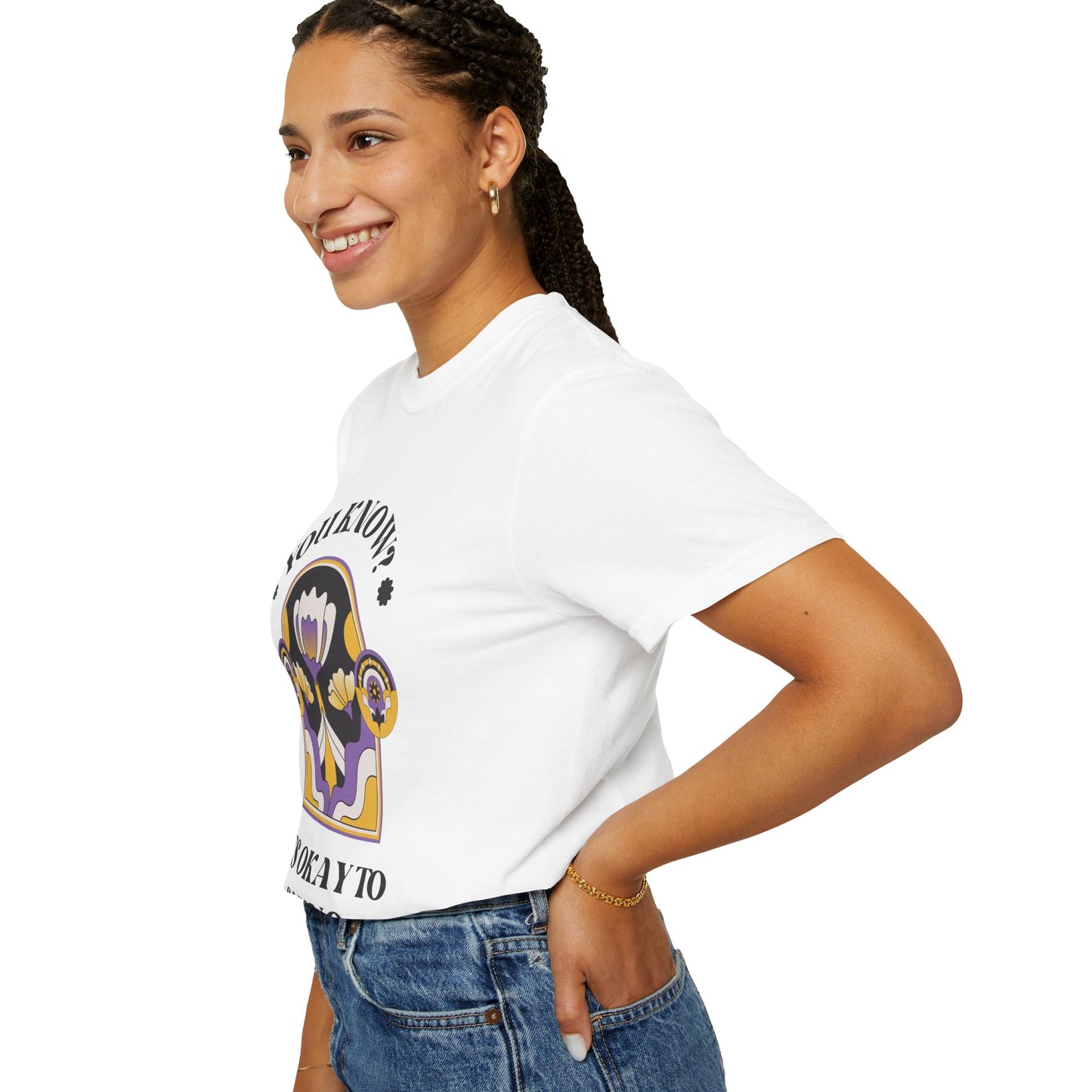 Unisex Floral Graphic T-Shirt - Empowering Statement Tee for Comfort and Self-Care - "It's Okay to Say No", Feminist Gift, Casual Wear, Everyday Style