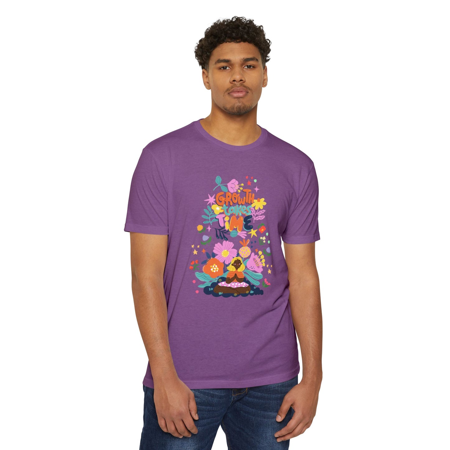 Growth Takes Time Floral Unisex T-Shirt, Spring Tee, Inspirational T-Shirt, Casual Wear, Unique Gift Idea
