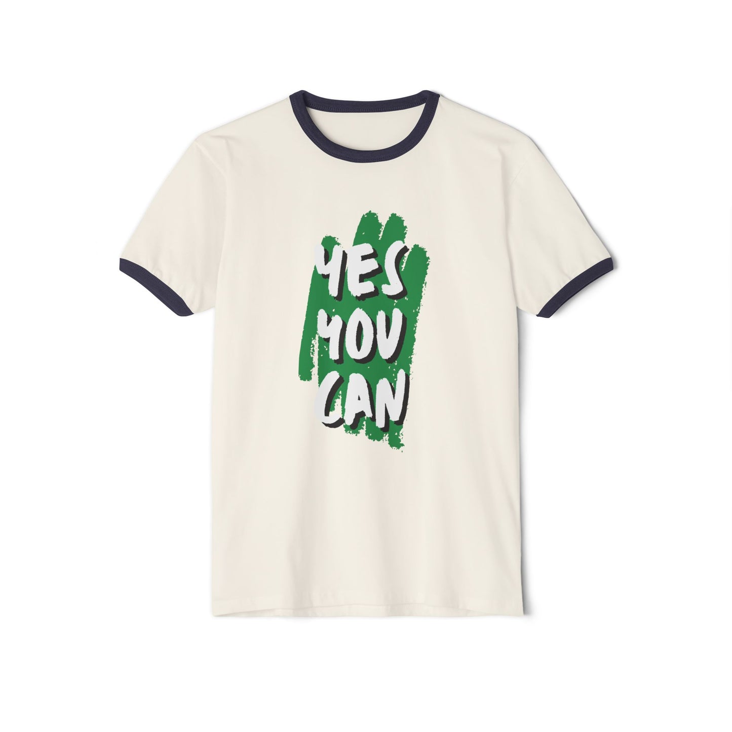 Yes You Can Unisex Cotton Ringer T-Shirt, Motivational Tee, Casual Wear, Gift for Friends, Positive Vibes, Everyday Comfort