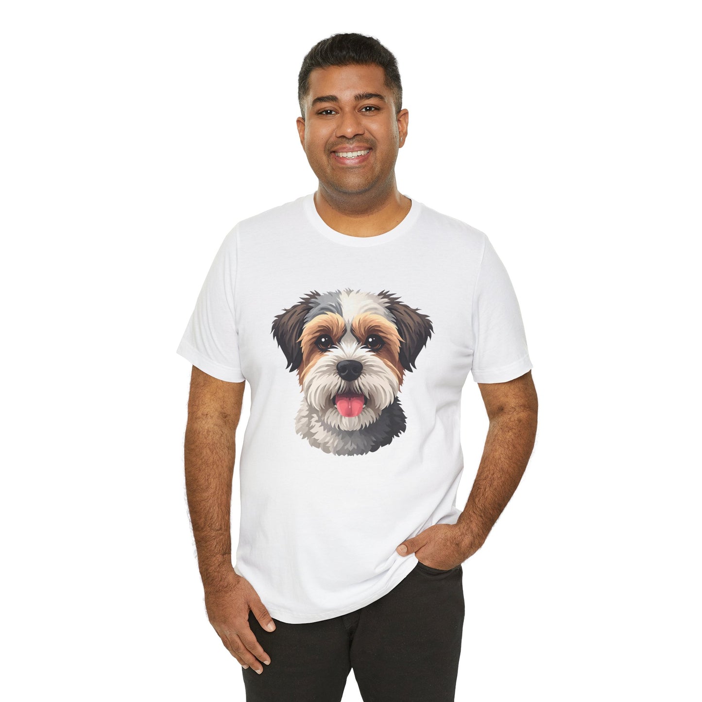 Unisex Dog Lover T-Shirt Featuring a 3D Design of Cute Fluffy Bichon Frise Mix | Gift for Dog Owners