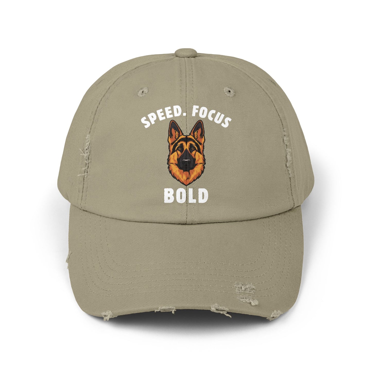 Speed Focus Bold German Shepherd Agility Distressed Hat, Dog Lover Gift, Casual Fashion Accessory, Summer Style, Outdoor Fun