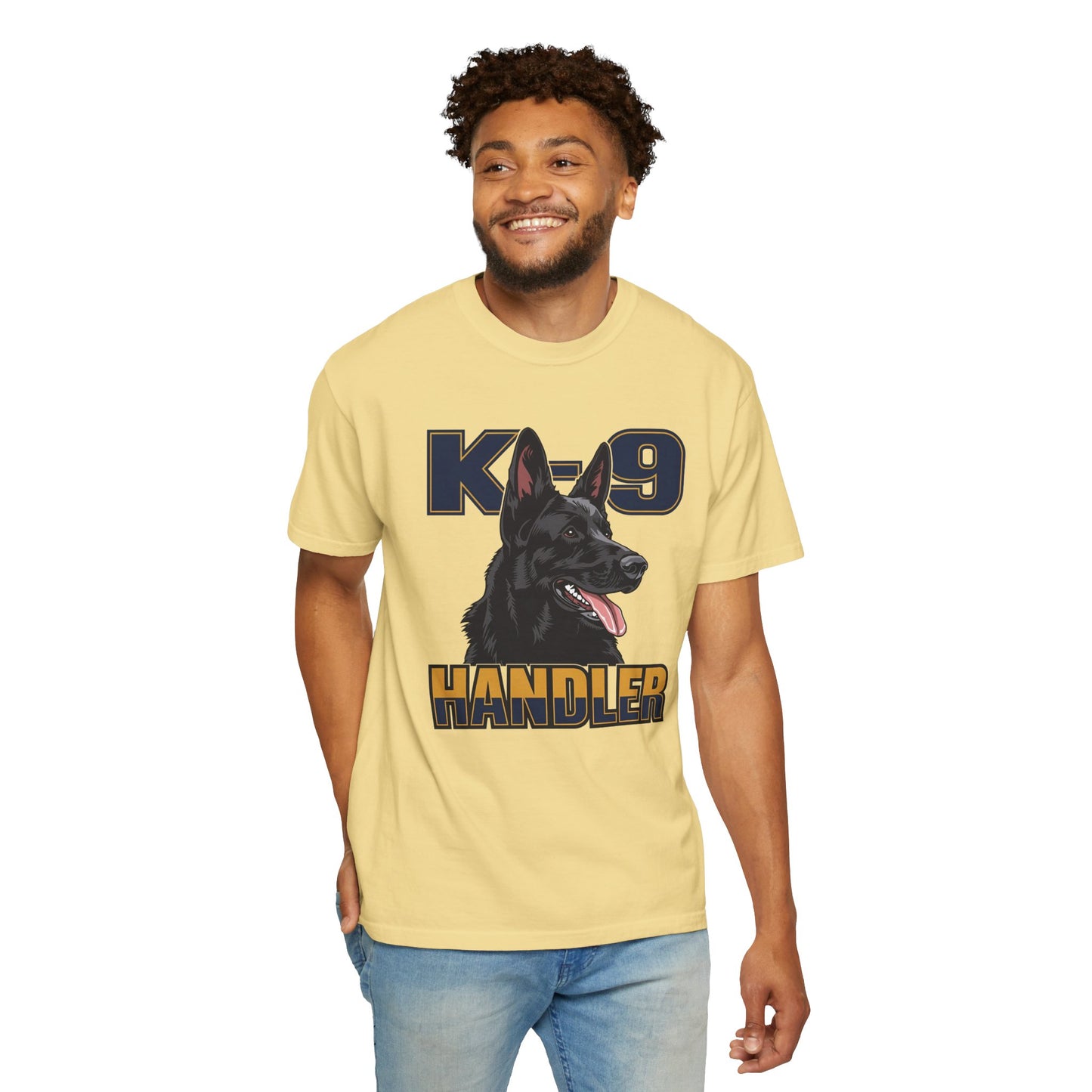 Black German Shepherd K-9 Handler T-Shirt, Garment-Dyed Unisex Tee for Dog Lovers