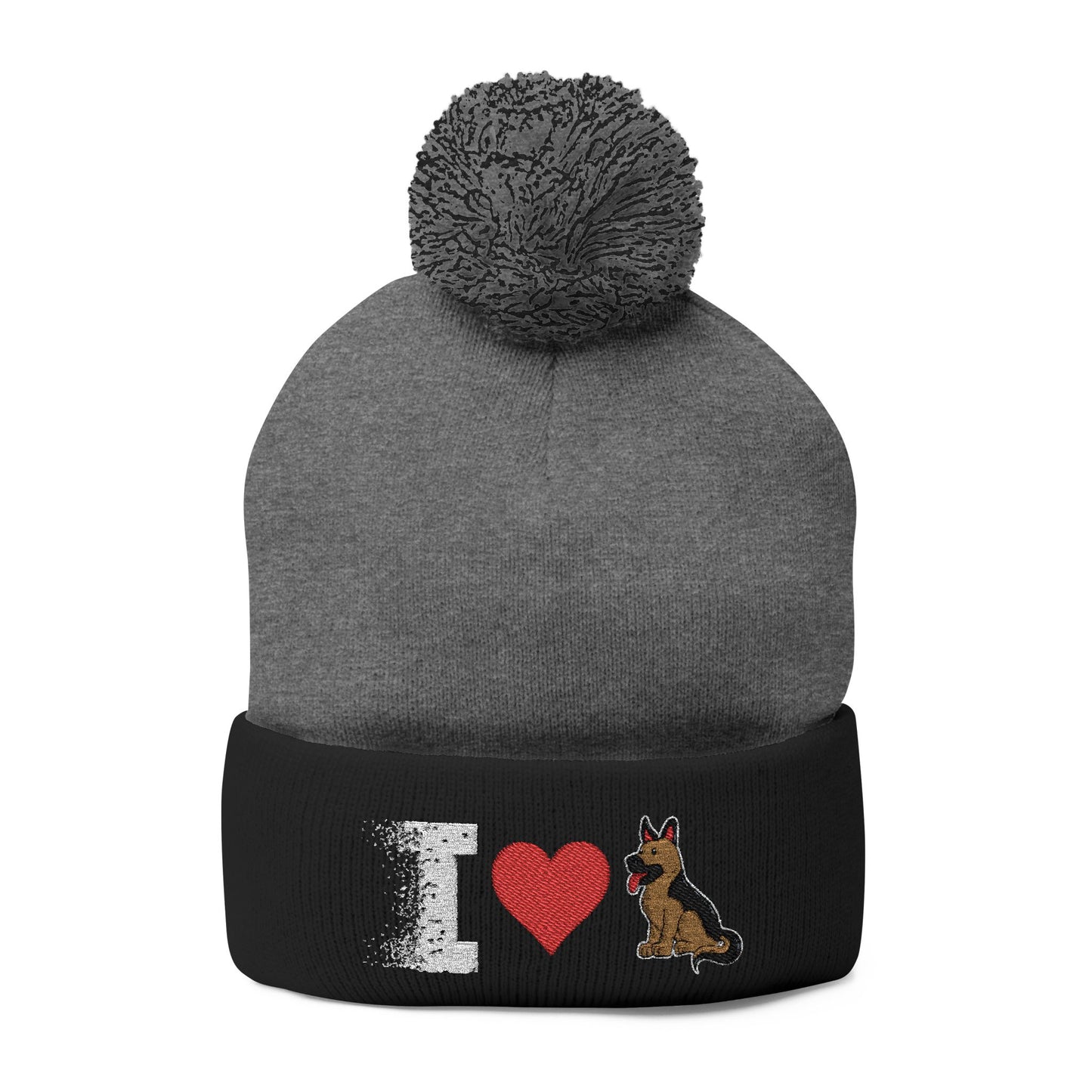 I Love My German Shepherd Embroidered Pom-Pom Knit Cap
