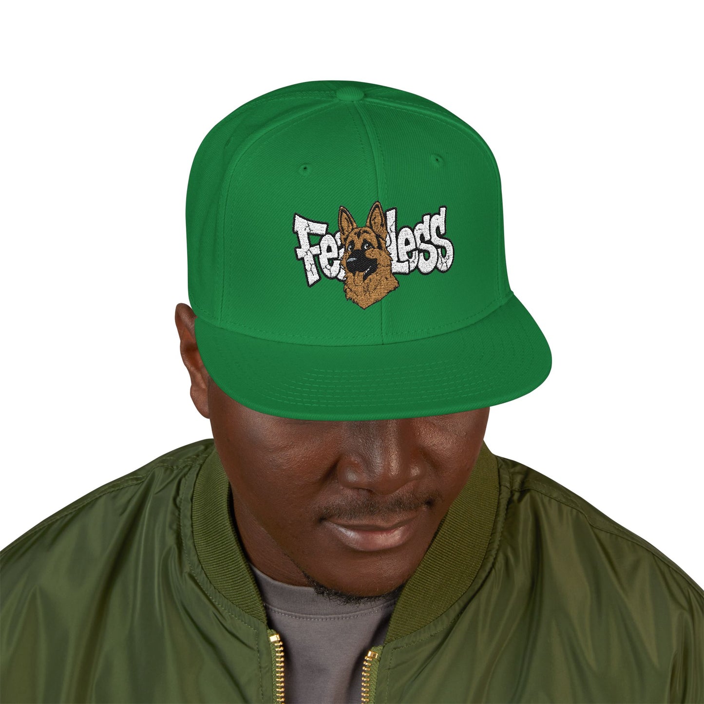 German Shepherd Embroidered Snapback Hat - Fearless