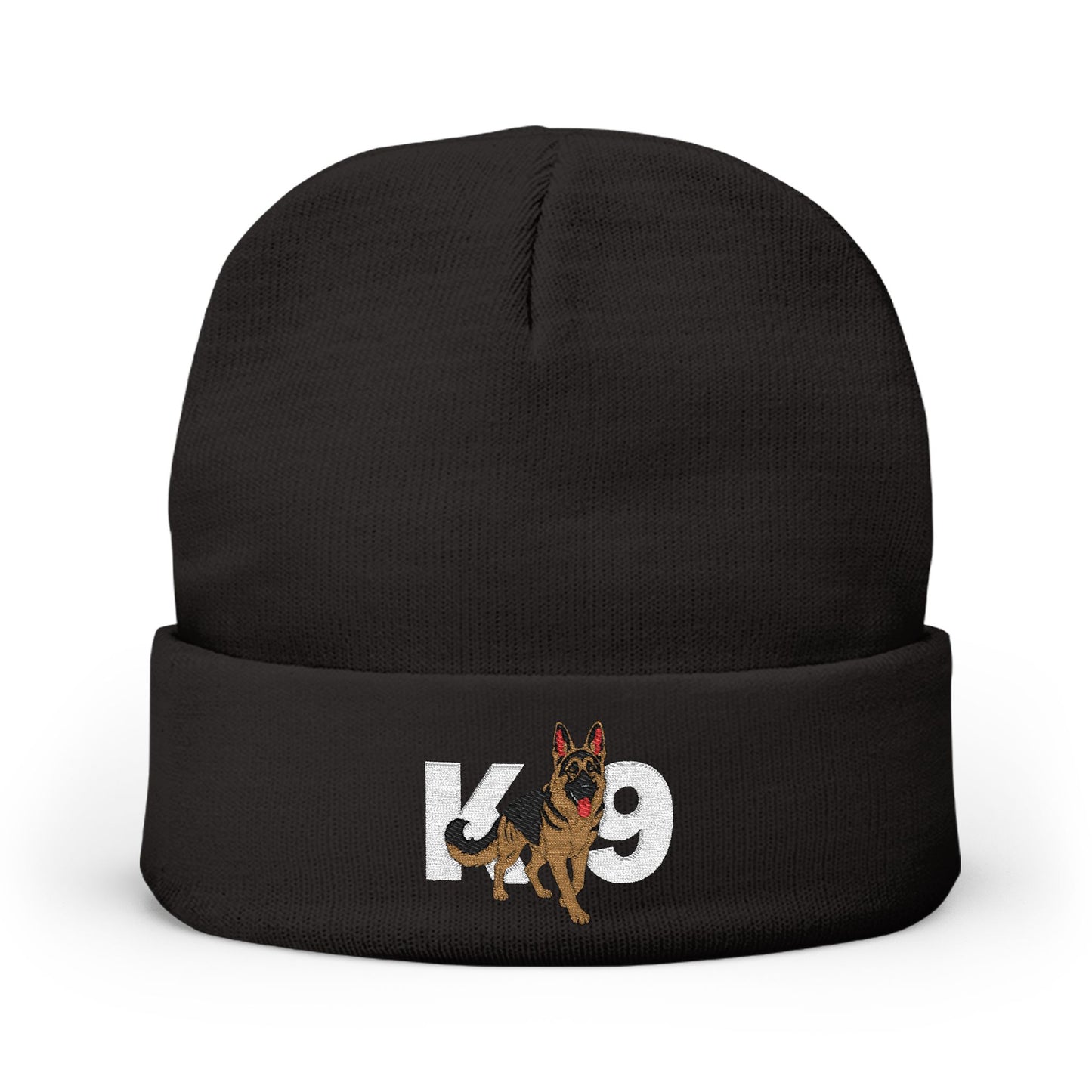 K9 Embroidered Knit Beanie Featuring a German Shepherd Design | Cozy Pet Lover Hat
