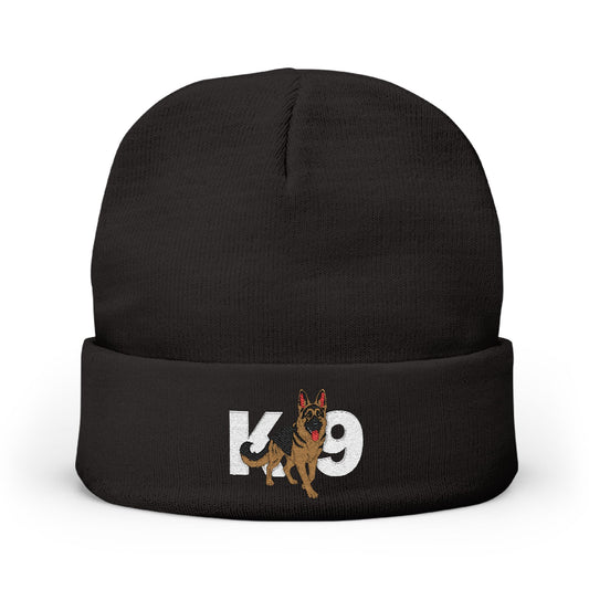 K9 Embroidered Knit Beanie Featuring a German Shepherd Design | Cozy Pet Lover Hat