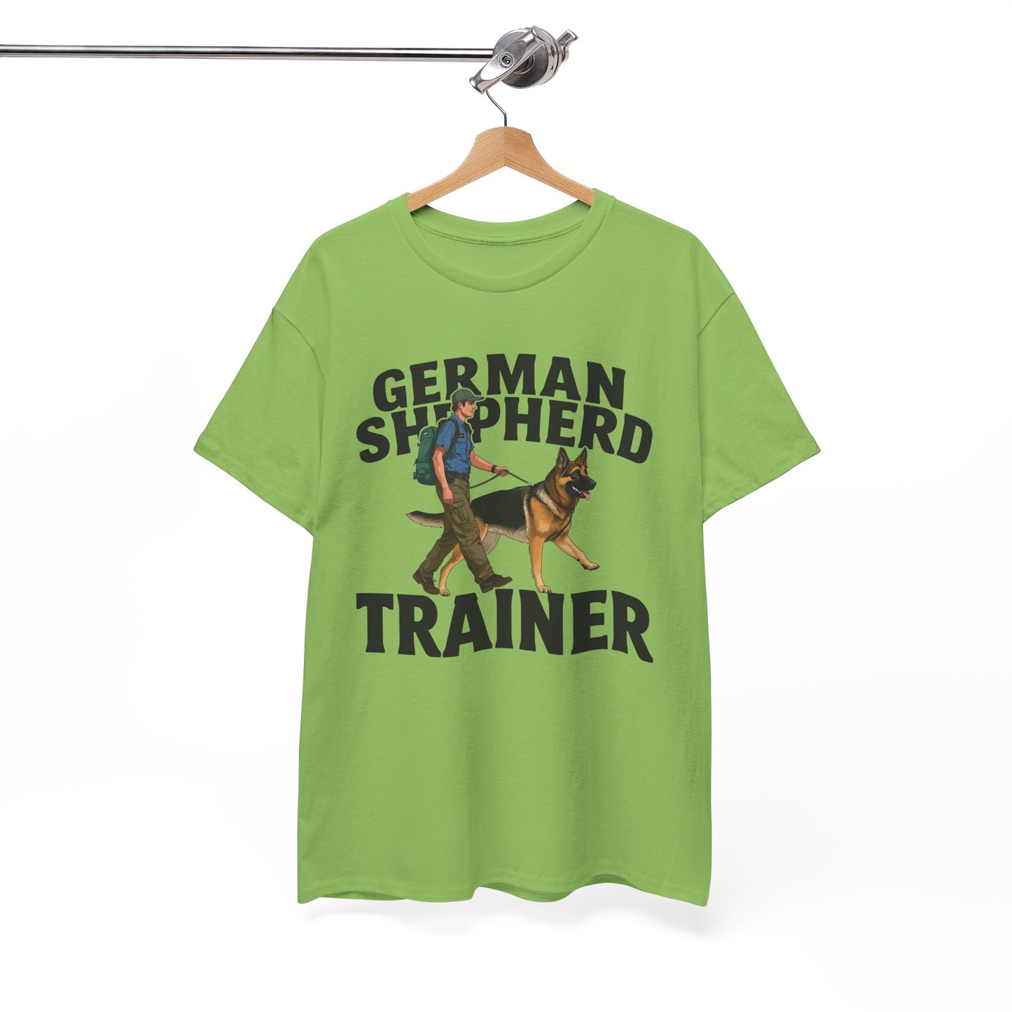 German Shepherd Trainer Tee - Man Holding a German Shepherd | Dog Lover Gift
