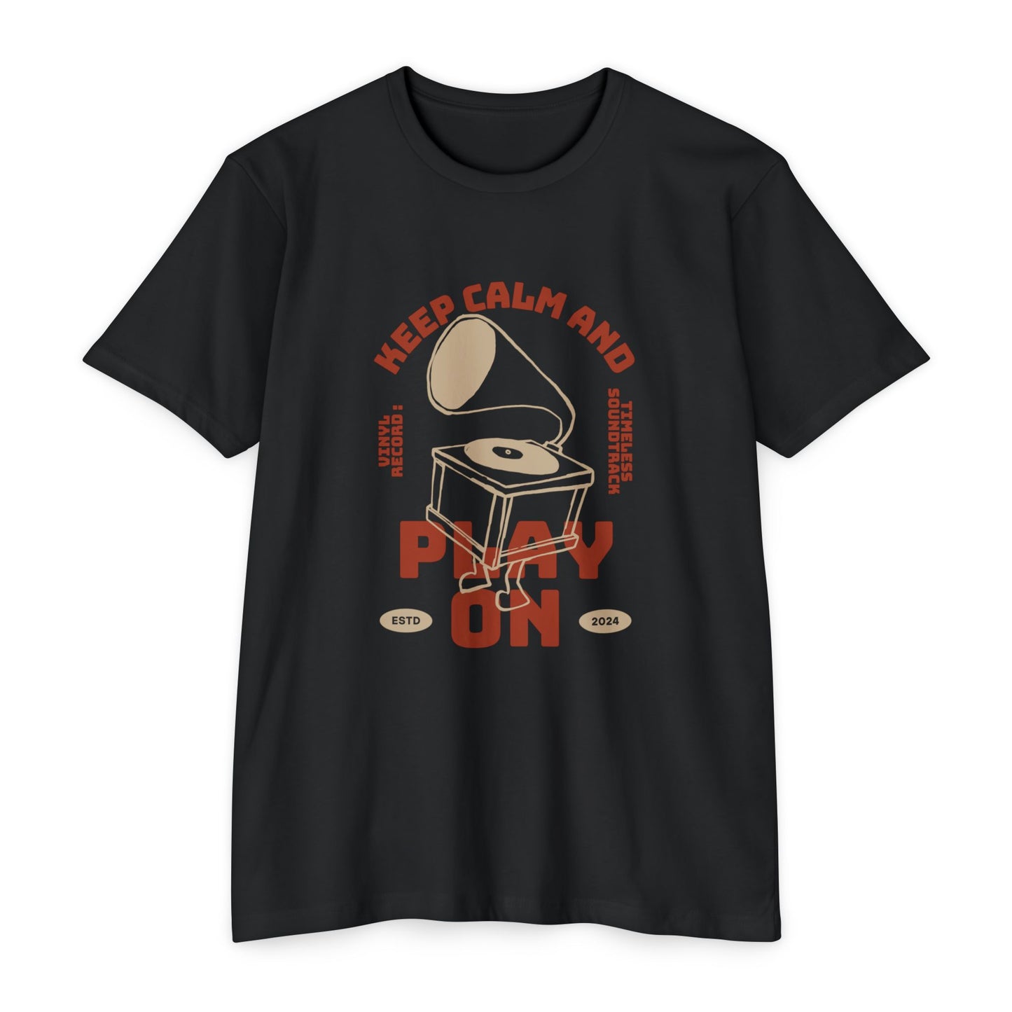 Retro Music Vibe T-Shirt, Unisex Tee, Gift for Music Lovers, Keep Calm and Play On Shirt, Casual Summer Wear, Music Themed Apparel