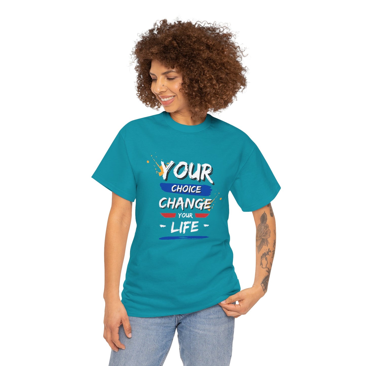 Inspirational Quote Unisex Heavy Cotton Tee - "Your Choice Change For Life", Motivational Shirt, Casual Wear, Gift Idea, Everyday Comfort