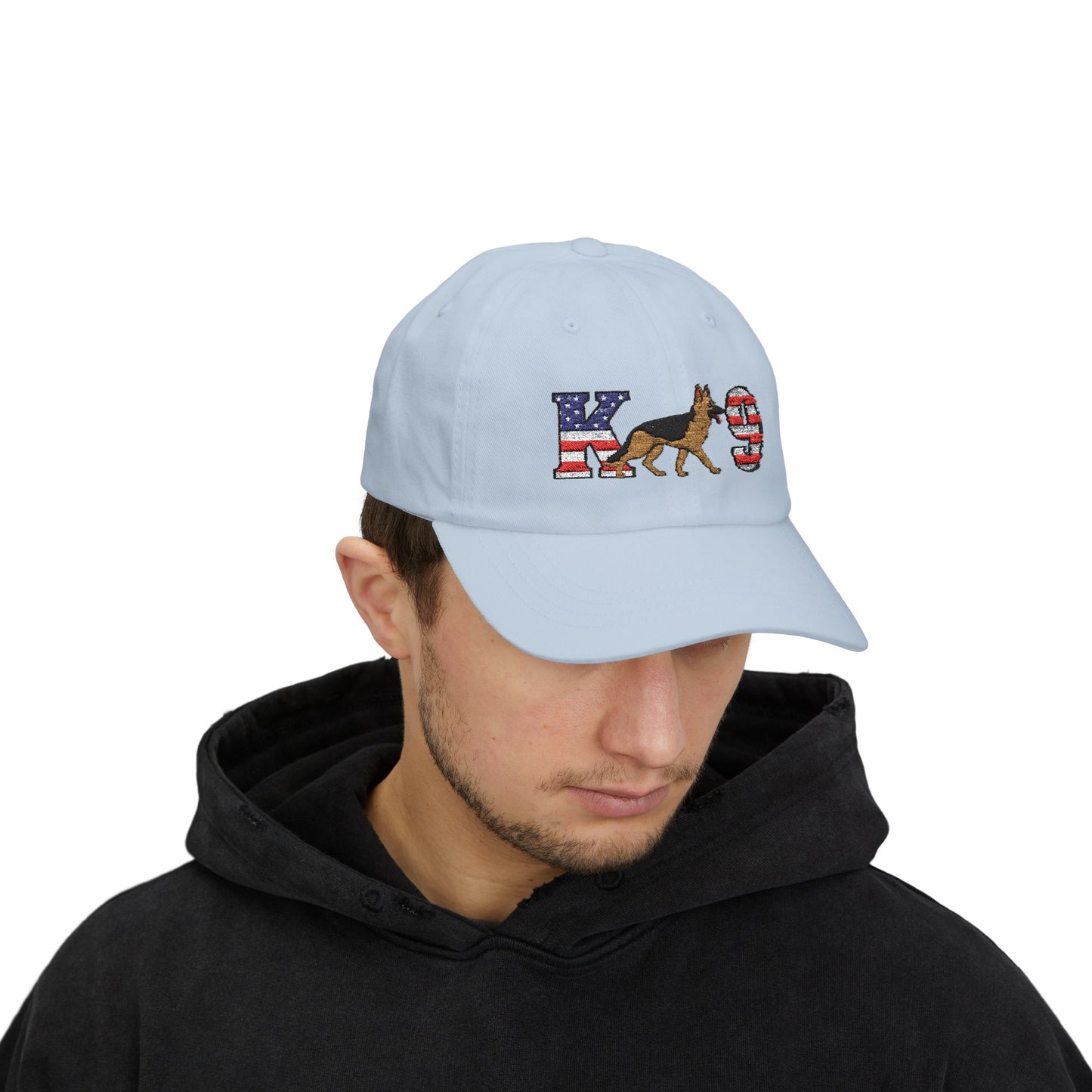 Patriotic K9 German Shepherd Dad Cap - USA Flag Design on K and 9 | Adjustable Baseball Hat | Gift for Dog Lovers