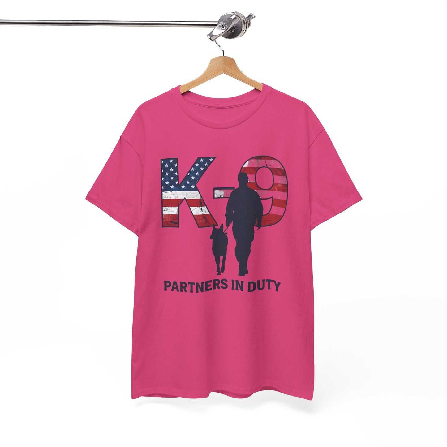Patriotic K-9 T-Shirt - Partners in Duty Tee | Unisex Heavy Cotton Tee for Dog Lovers, Military Support, Gifts for Dog Handlers