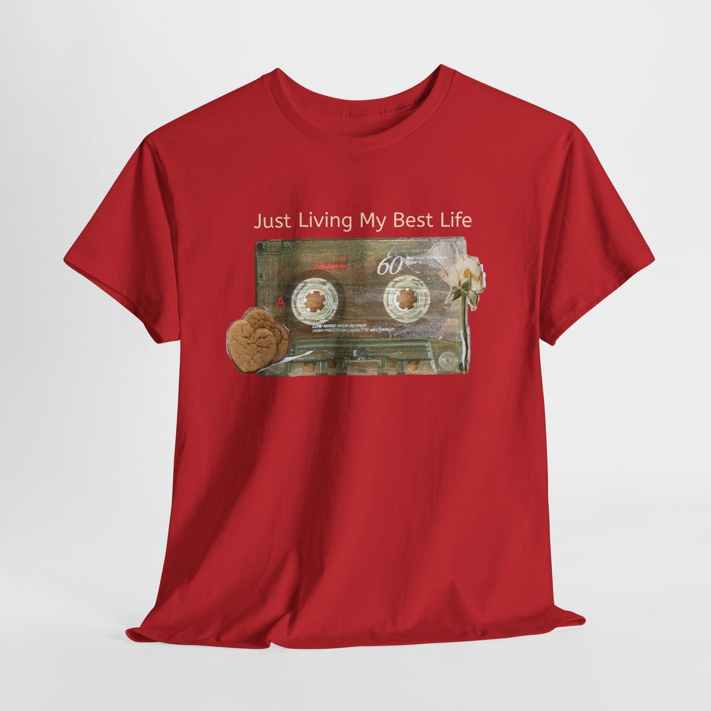 Just Living My Best Life Tee, Vintage Cassette T-Shirt, Casual Wear, Gift for Friends, Music Lover's Apparel