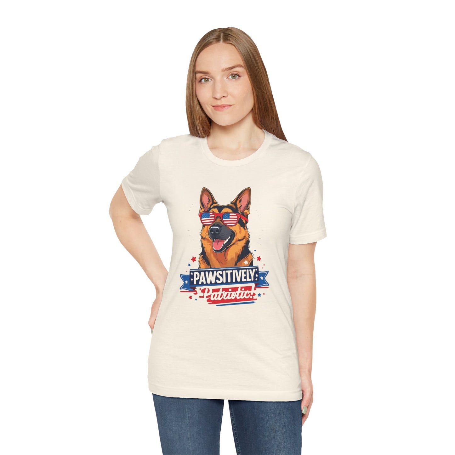 Pawsitively Patriotic German Shepherd Dog Tee, Unisex T-Shirt, Perfect for Summer Celebrations, Pet Lovers Gift, 4th of July Apparel