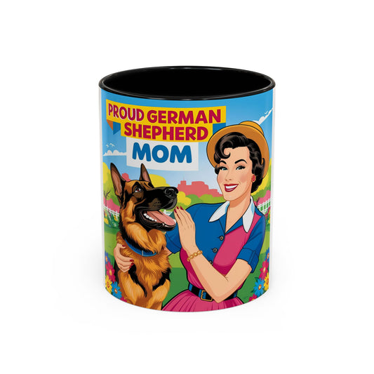 Proud German Shepherd Retro Mom Coffee Mug, Dog Lover Gift, Pet Parent Mug, Colorful Accent Mug, Mother's Day Gift