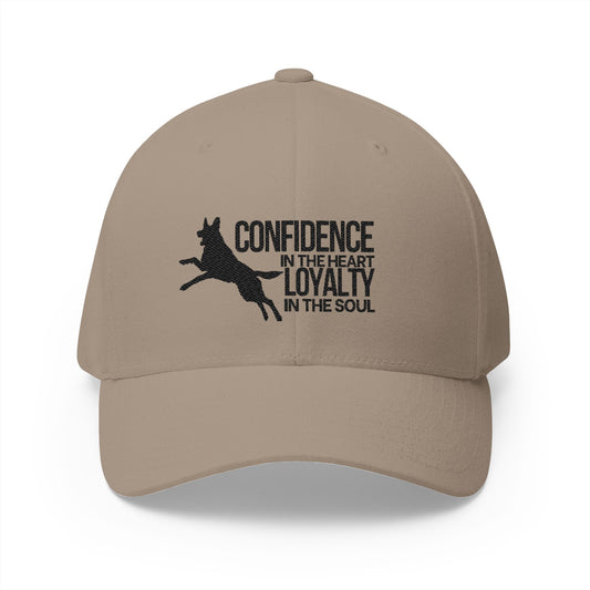 German Shepherd Closed-Back Structured Embroidered Structured Cap  - Courage in the Heart, Loyalty in the Soul