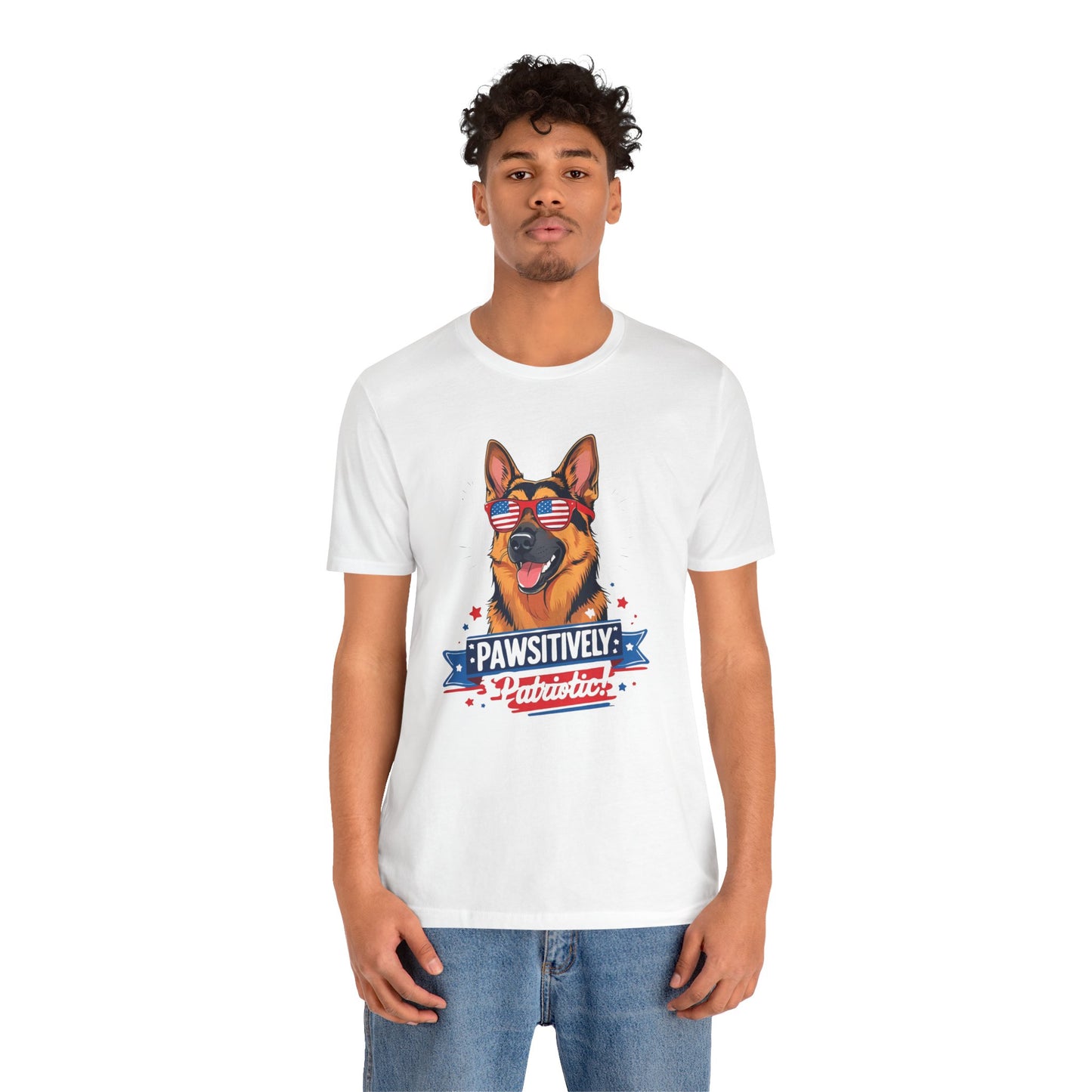 Pawsitively Patriotic German Shepherd Dog Tee, Unisex T-Shirt, Perfect for Summer Celebrations, Pet Lovers Gift, 4th of July Apparel