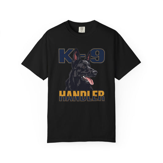 Black German Shepherd K-9 Handler T-Shirt, Garment-Dyed Unisex Tee for Dog Lovers