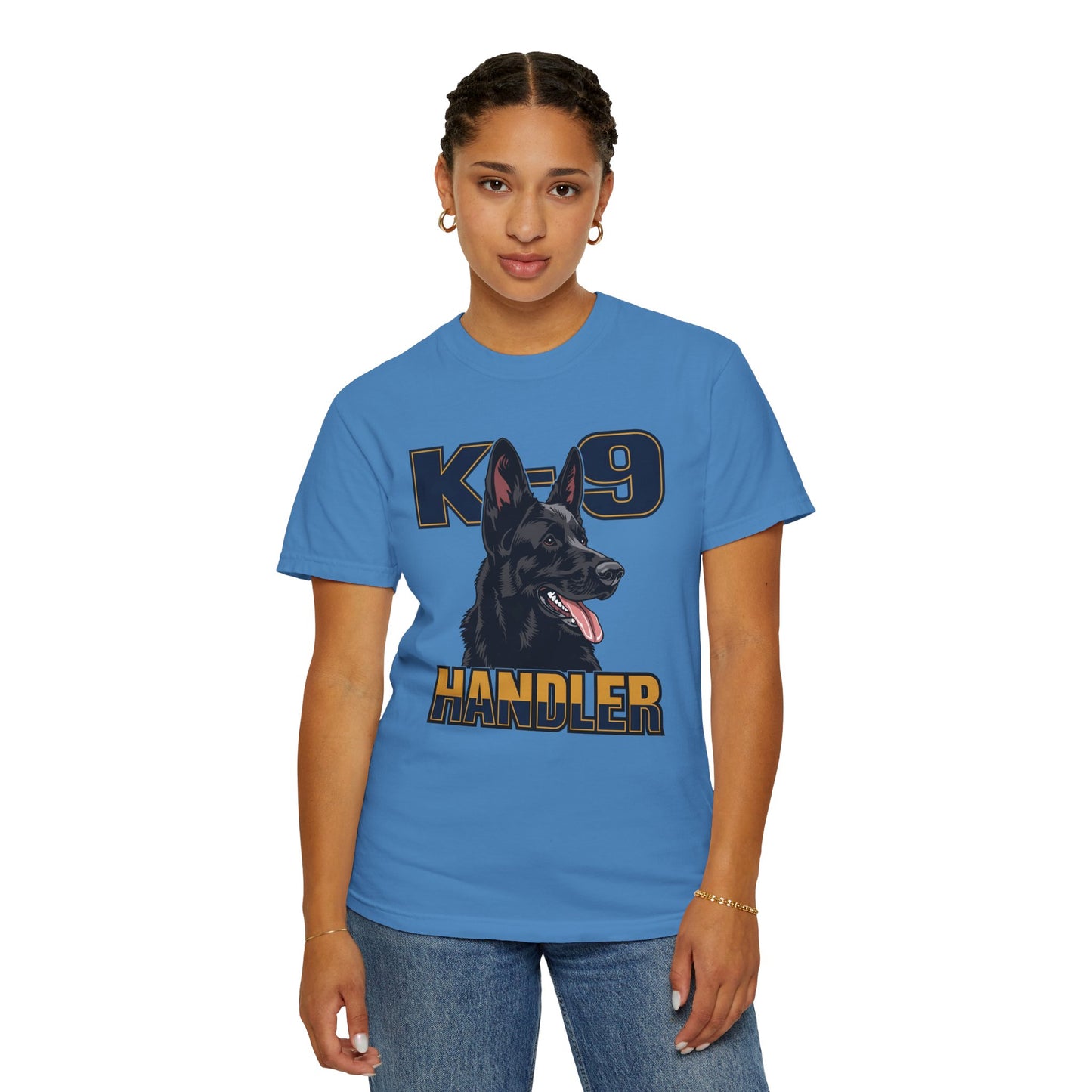Black German Shepherd K-9 Handler T-Shirt, Garment-Dyed Unisex Tee for Dog Lovers