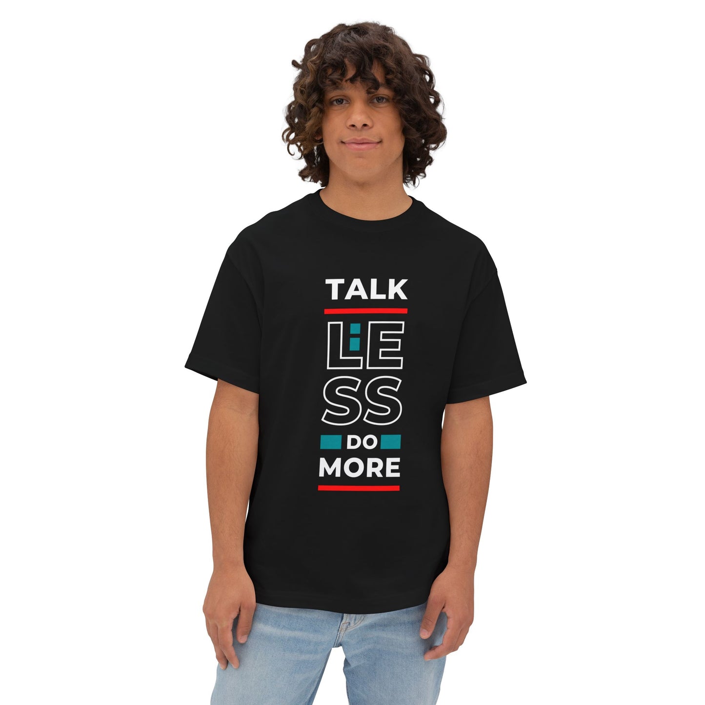 Unisex Oversized Boxy Tee - Motivational Talk Less Do More Shirt, Casual Wear, Everyday Style, Gift for Friends, Comfortable Tee
