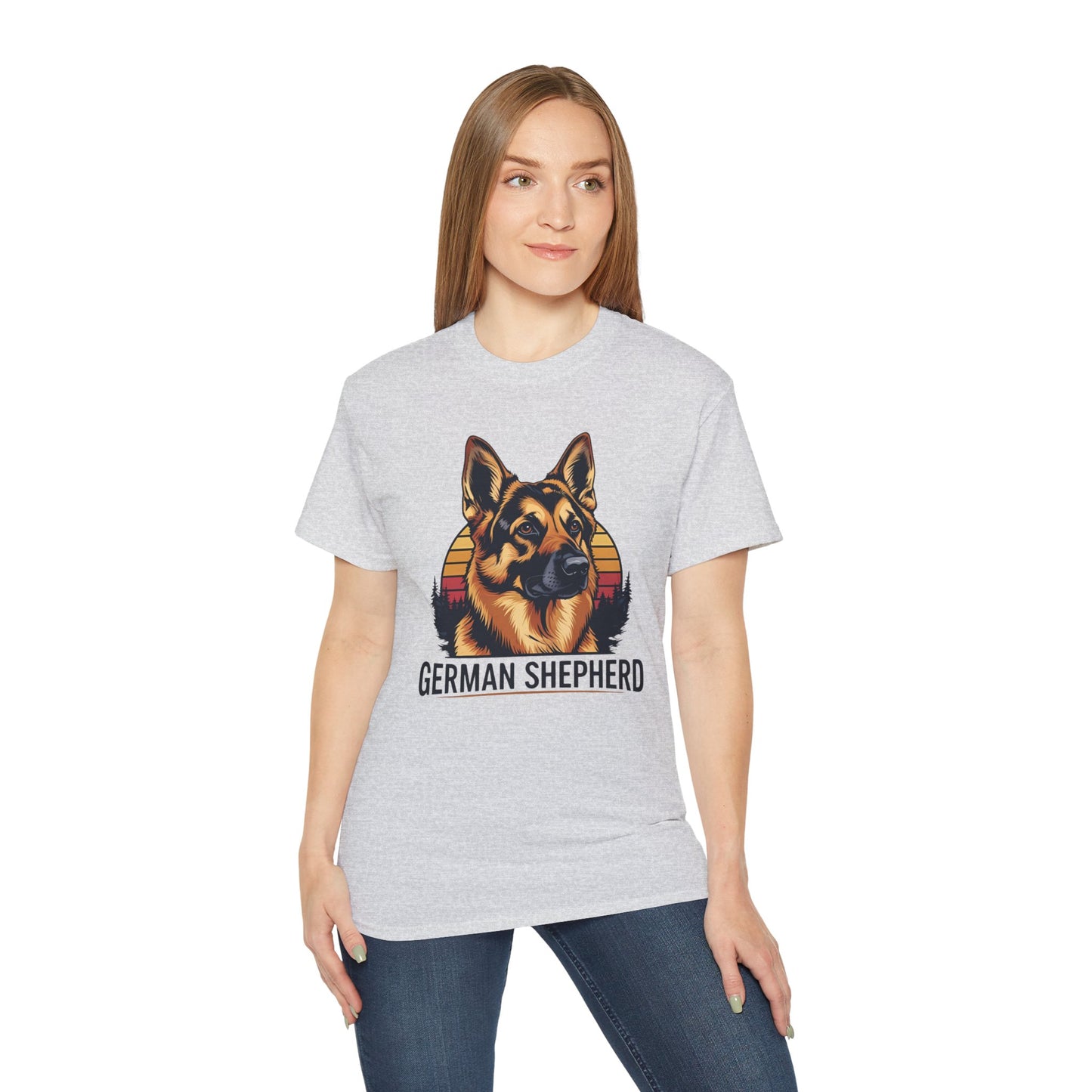 German Shepherd Ultra Cotton Tee, Dog Lover Gift, Retro Design, Pet Owner Shirt, Animal Apparel, Birthday Gift, Casual Wear