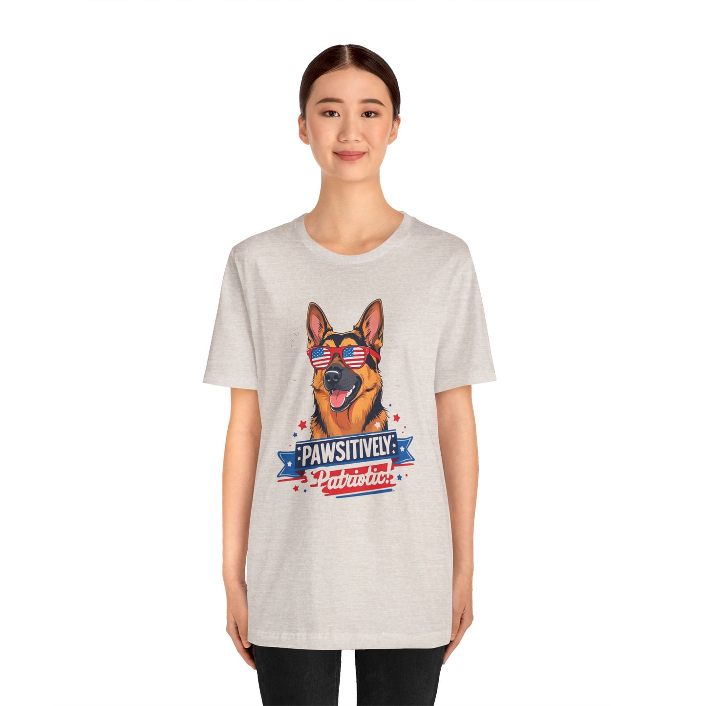 Pawsitively Patriotic German Shepherd Dog Tee, Unisex T-Shirt, Perfect for Summer Celebrations, Pet Lovers Gift, 4th of July Apparel