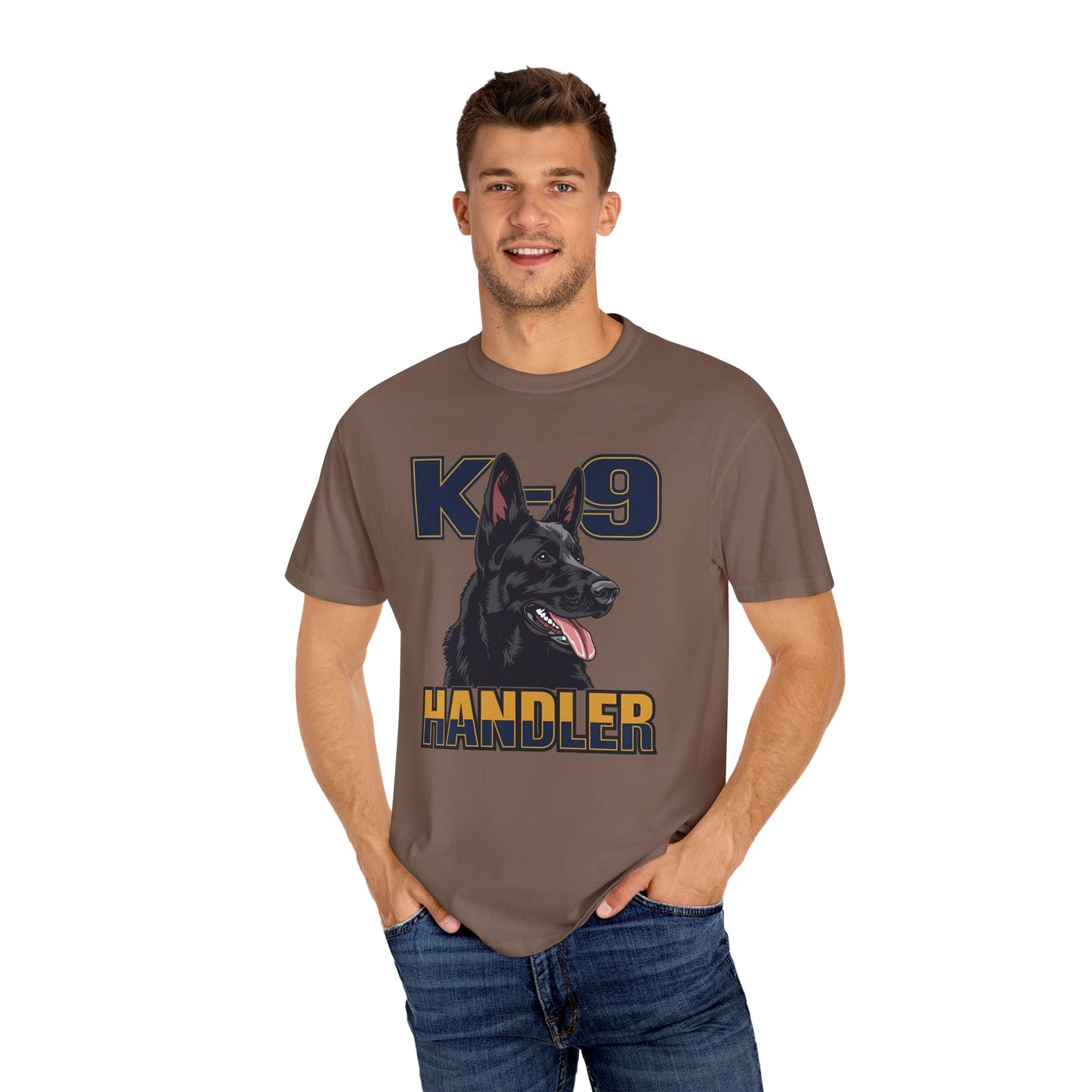 Black German Shepherd K-9 Handler T-Shirt, Garment-Dyed Unisex Tee for Dog Lovers