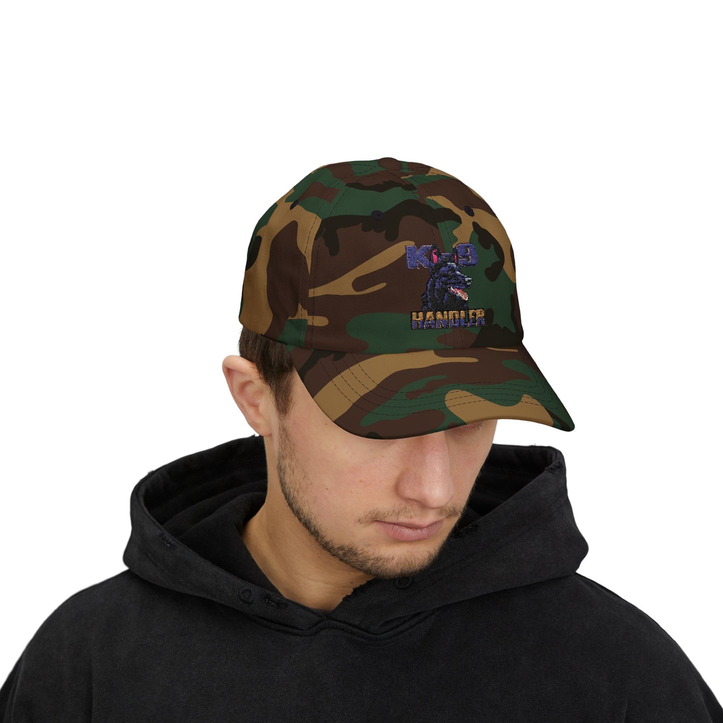 Embroidered K9 Handler Classic Dad Cap - Featuring a Black German Shepherd, Adjustable Cap for Pet Owners, Outdoor Hat
