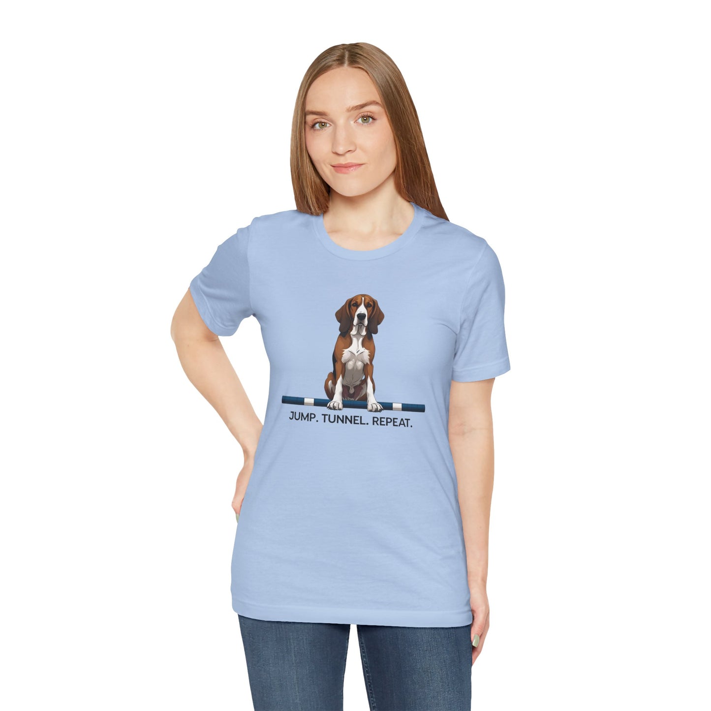Dog Agility Tee, Fun Pet Lover Shirt, Jump Tunnel Repeat T-Shirt, Dog Enthusiast Apparel, Gift for Dog Owners
