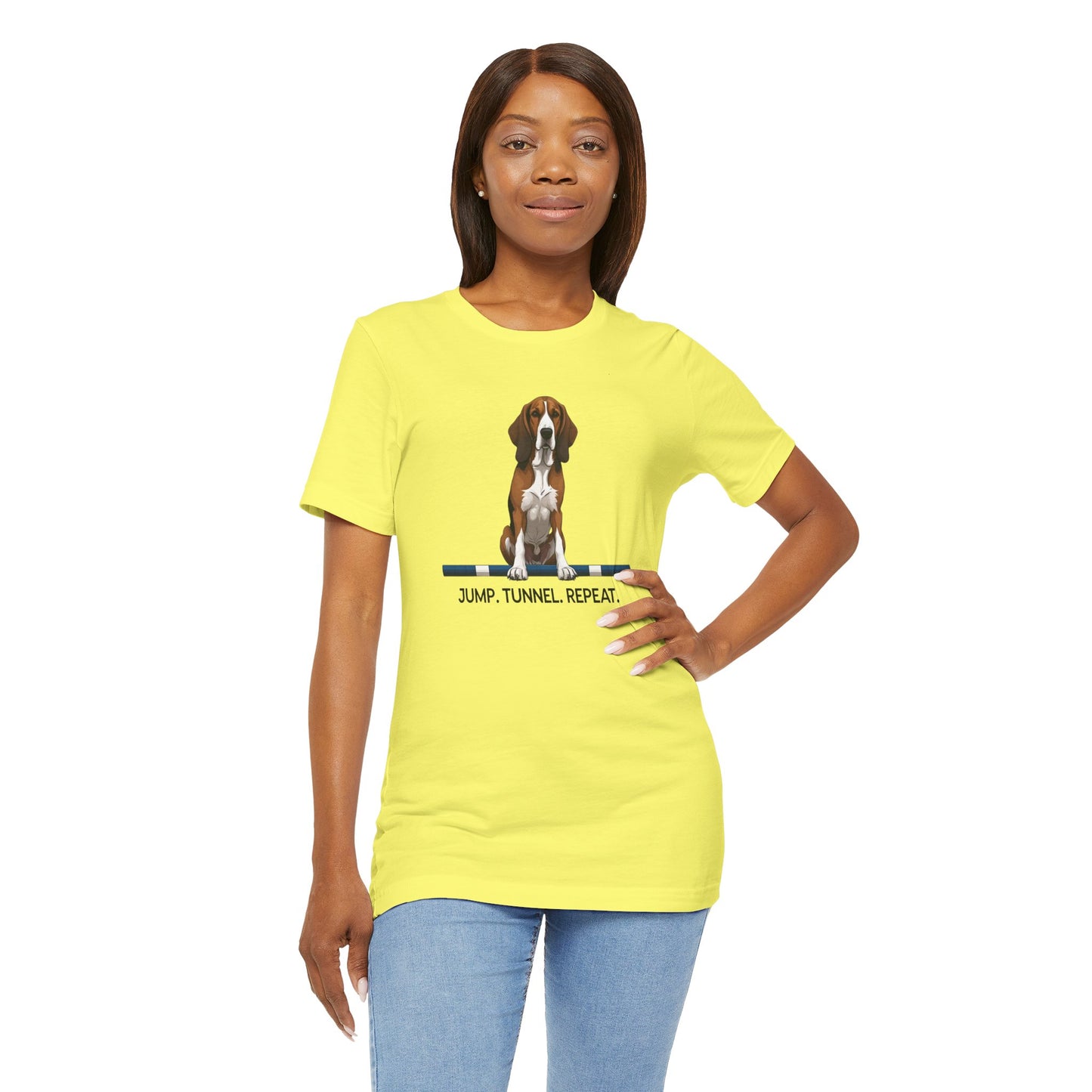 Dog Agility Tee, Fun Pet Lover Shirt, Jump Tunnel Repeat T-Shirt, Dog Enthusiast Apparel, Gift for Dog Owners