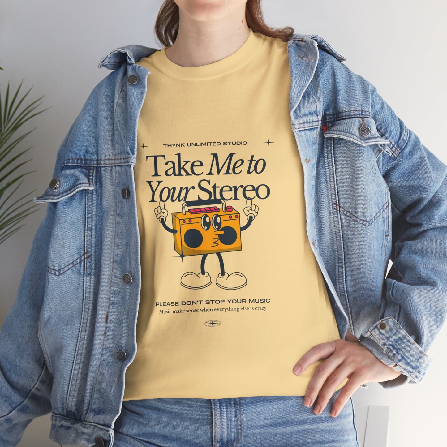 Retro Music Lover Tee - Take Me To Your Stereo, Vintage Style Shirt, Graphic T-Shirt, Unisex Cotton Top, Perfect Gift for Musicians, Summer Outfit