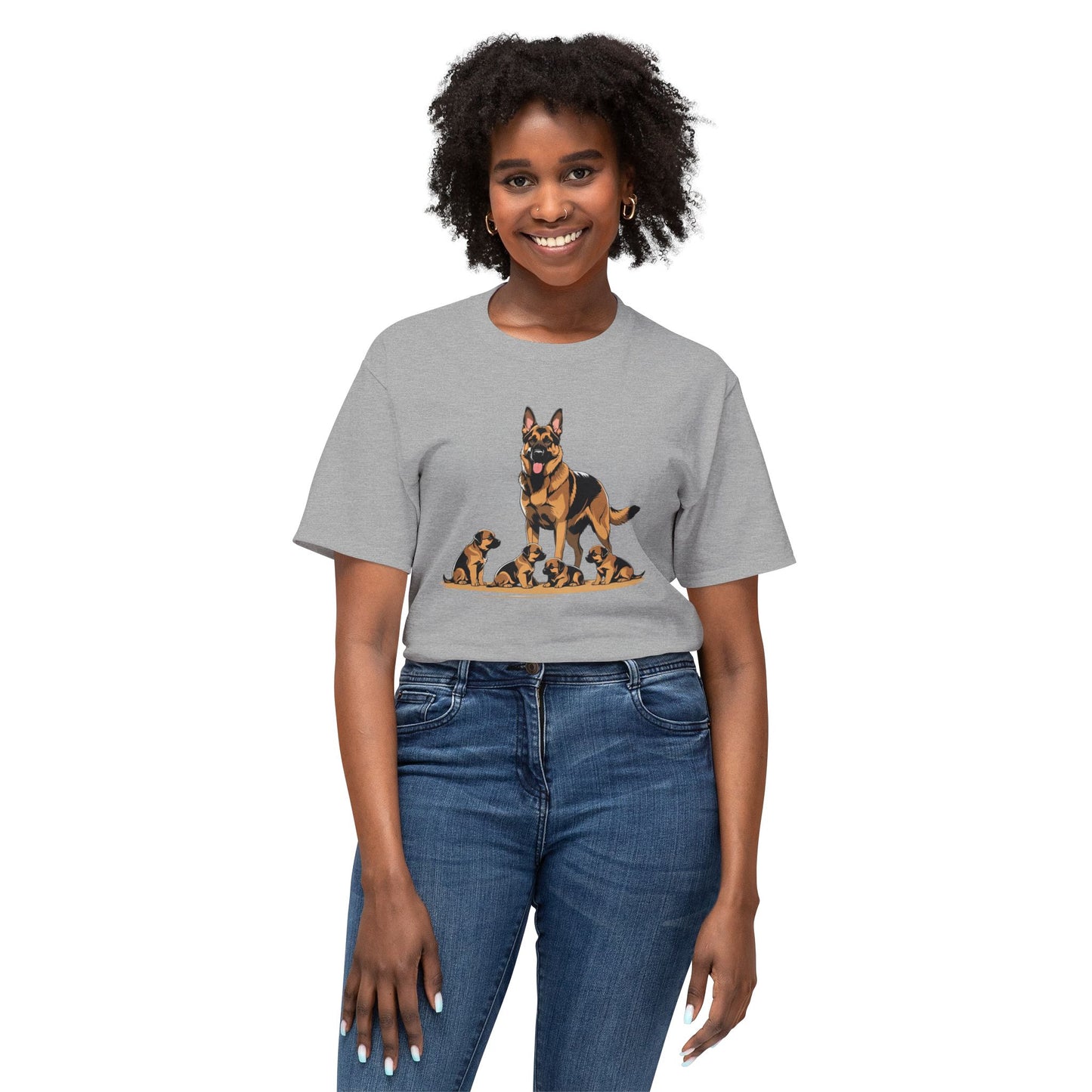 Adorable German Shepherd Family T-Shirt | Dog Lover Gift, Pet Owners Tee, Animal Lovers Apparel, Cute Canine Shirt, Father's Day Gift