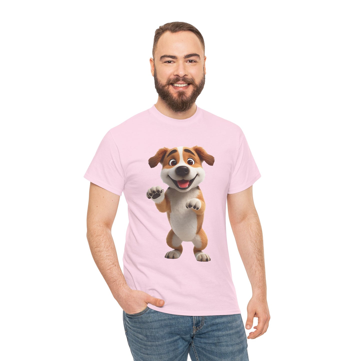 Cute Dog 3D Graphic Tee, Unisex Heavy Cotton T-Shirt, Dog Lover Gift, Fun Casual Wear