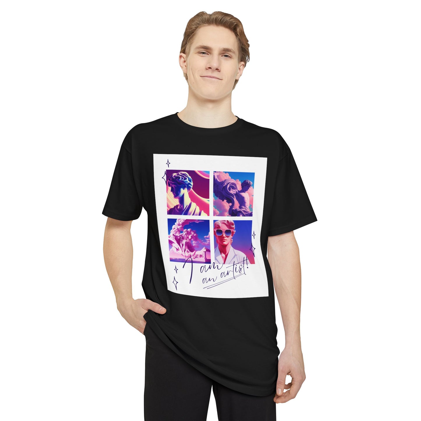 Urban Graphic Tee with Artistic Collage Design, Streetwear Fashion, Unisex Apparel, Casual Wear, Gift for Art Lovers