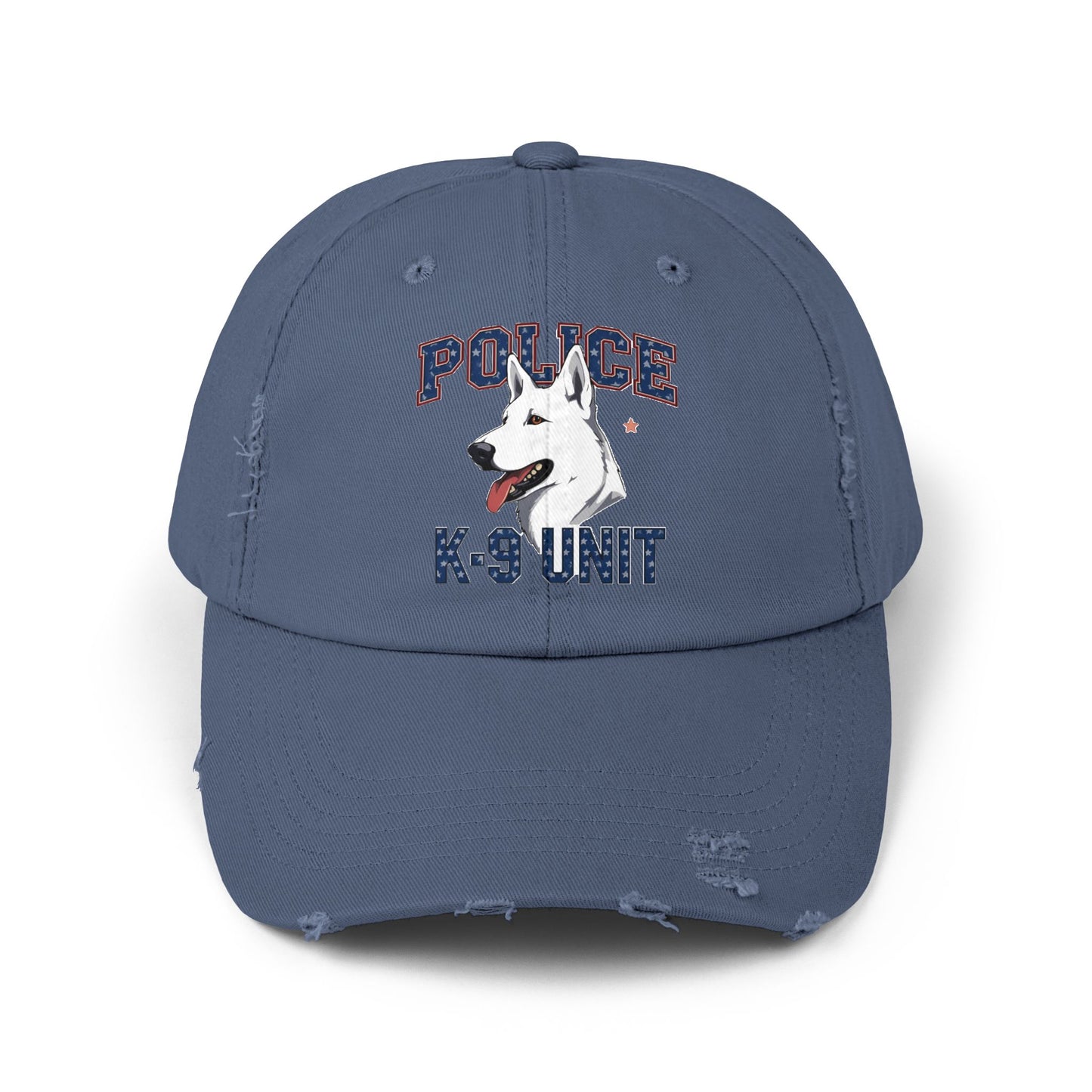 Unisex Distressed Cap with Police K9 Design Featuring German Shepherd, Trendy Dog Lover Hat, Perfect Gift for Police Supporters