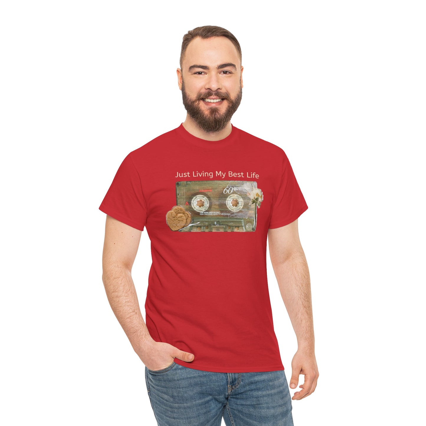 Just Living My Best Life Tee, Vintage Cassette T-Shirt, Casual Wear, Gift for Friends, Music Lover's Apparel