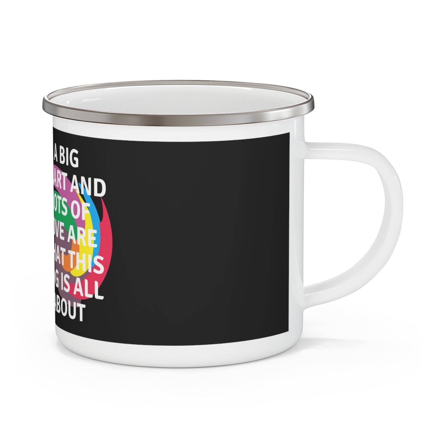 Enamel Camping Mug With a German Shepherd and Quote A Big Heart and Lots of Love