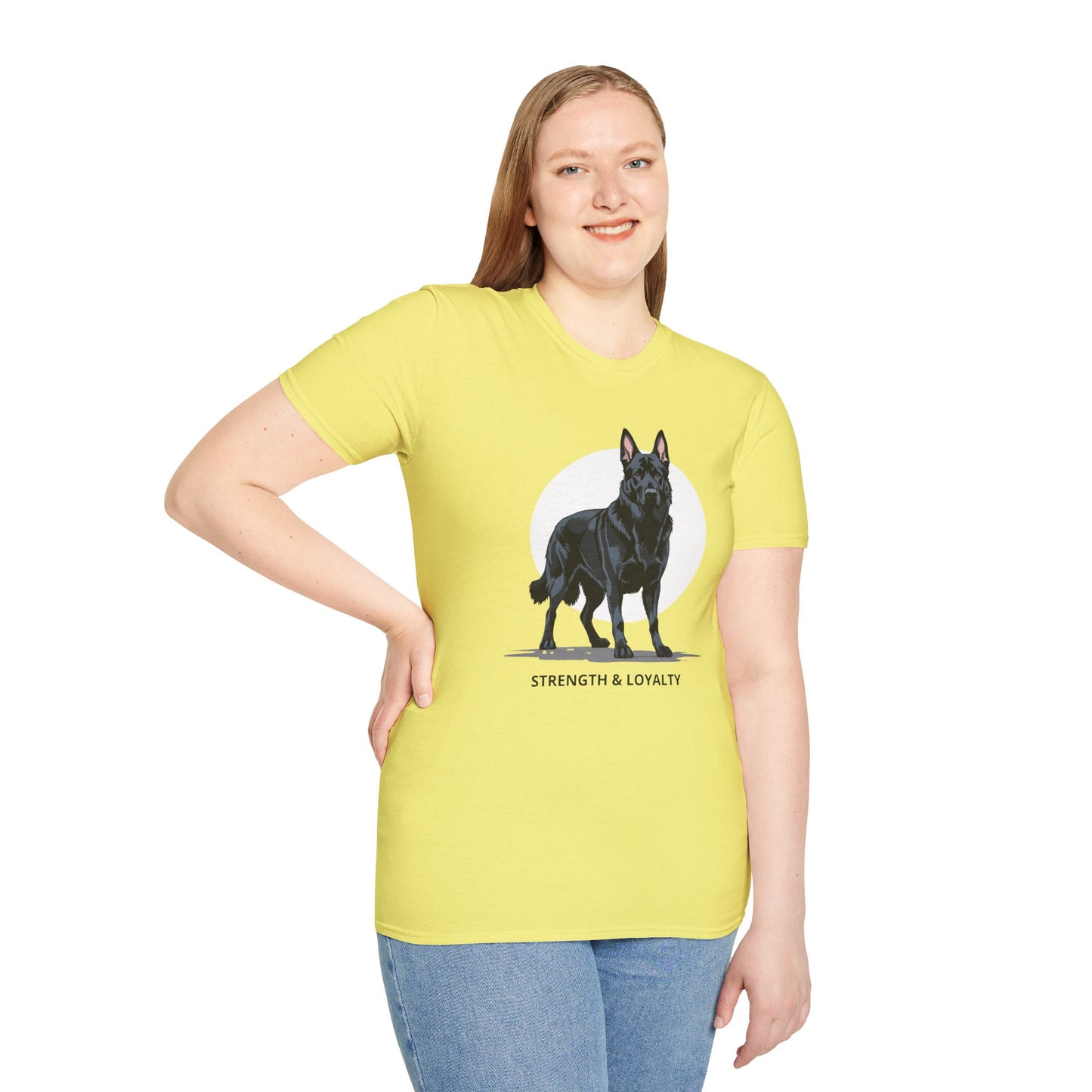 Strength & Loyalty German Shepherd Dog T-Shirt, Unisex Pet Lover Tee, Gifts for Dog Owners, Animal Lovers Apparel, Casual Everyday Wear, Black Dog Shirt