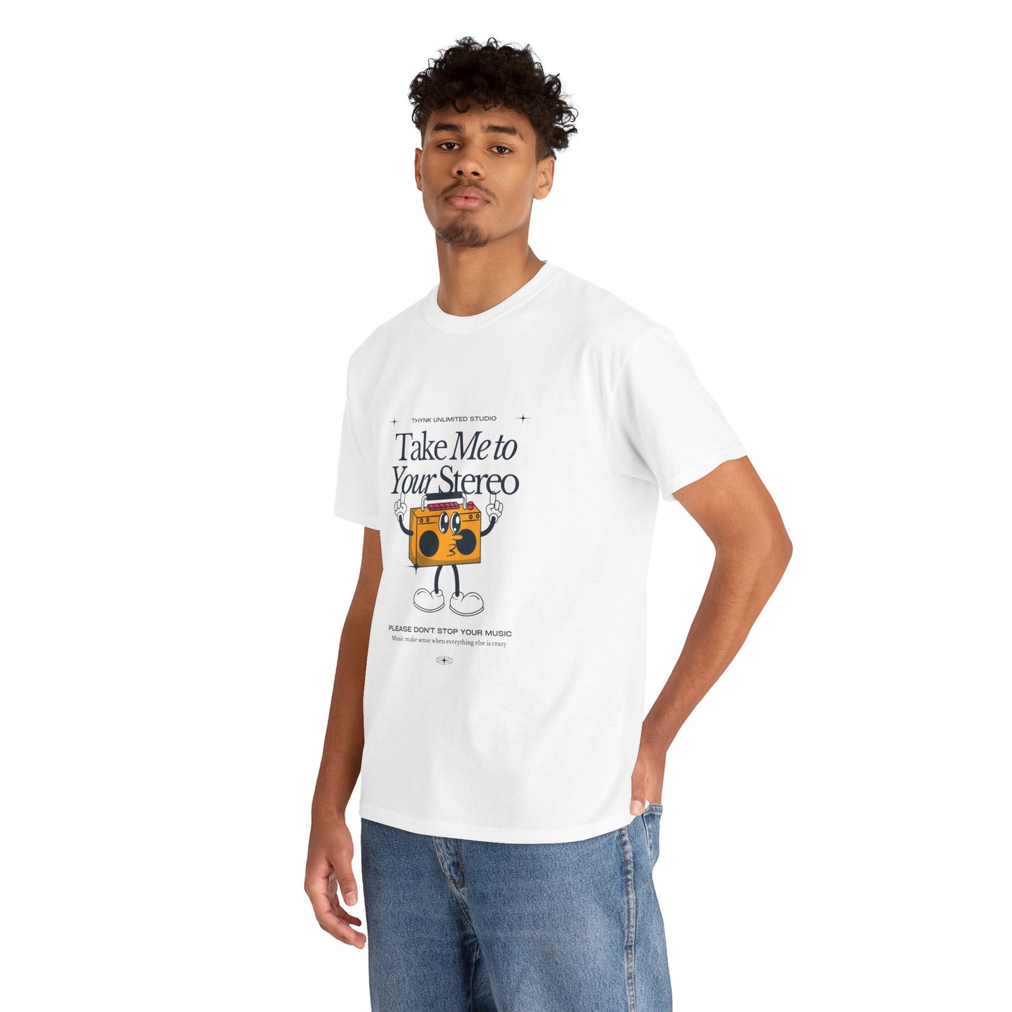Retro Music Lover Tee - Take Me To Your Stereo, Vintage Style Shirt, Graphic T-Shirt, Unisex Cotton Top, Perfect Gift for Musicians, Summer Outfit