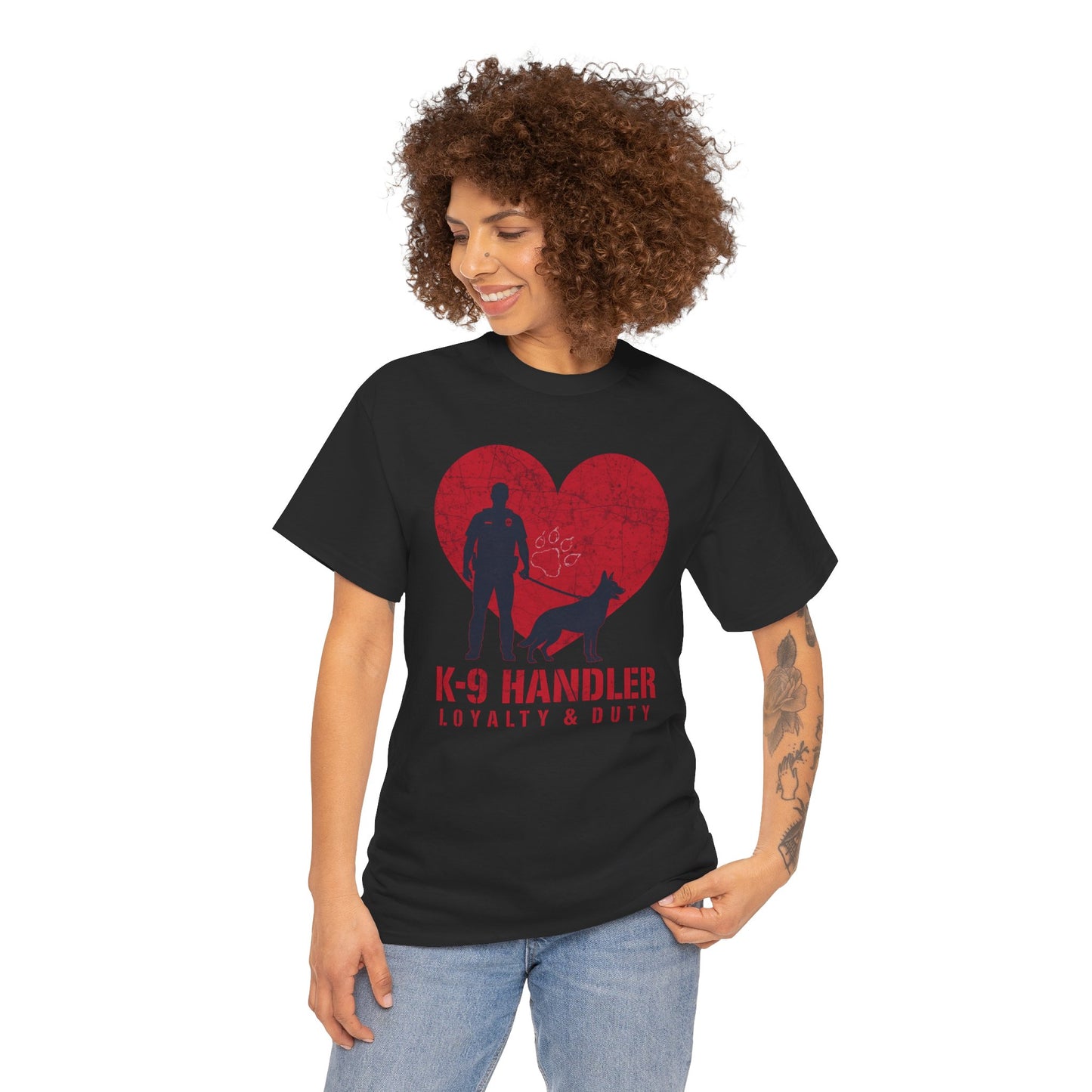 K-9 Handler Heavy Cotton Tee - Loyalty & Duty Shirt, Dog Lover Gift