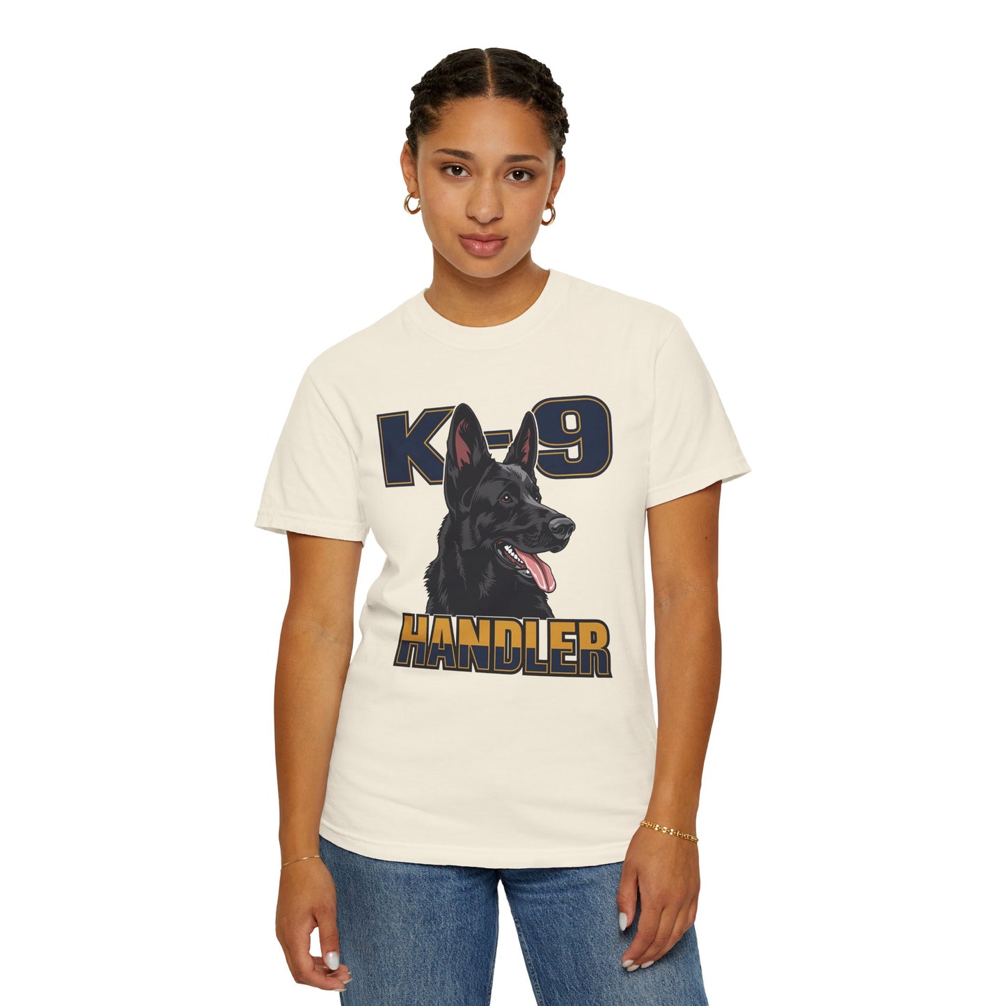 Black German Shepherd K-9 Handler T-Shirt, Garment-Dyed Unisex Tee for Dog Lovers