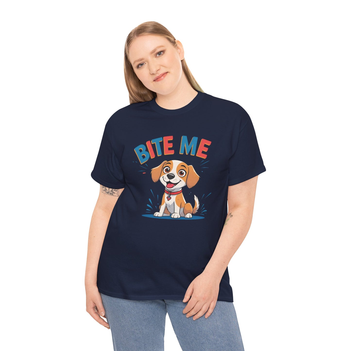 Playful Dog Lover Tee, Bite Me Unisex Cotton T-Shirt for Dog Trainers, Funny Gift for Dog Lovers, Cute Dog Apparel