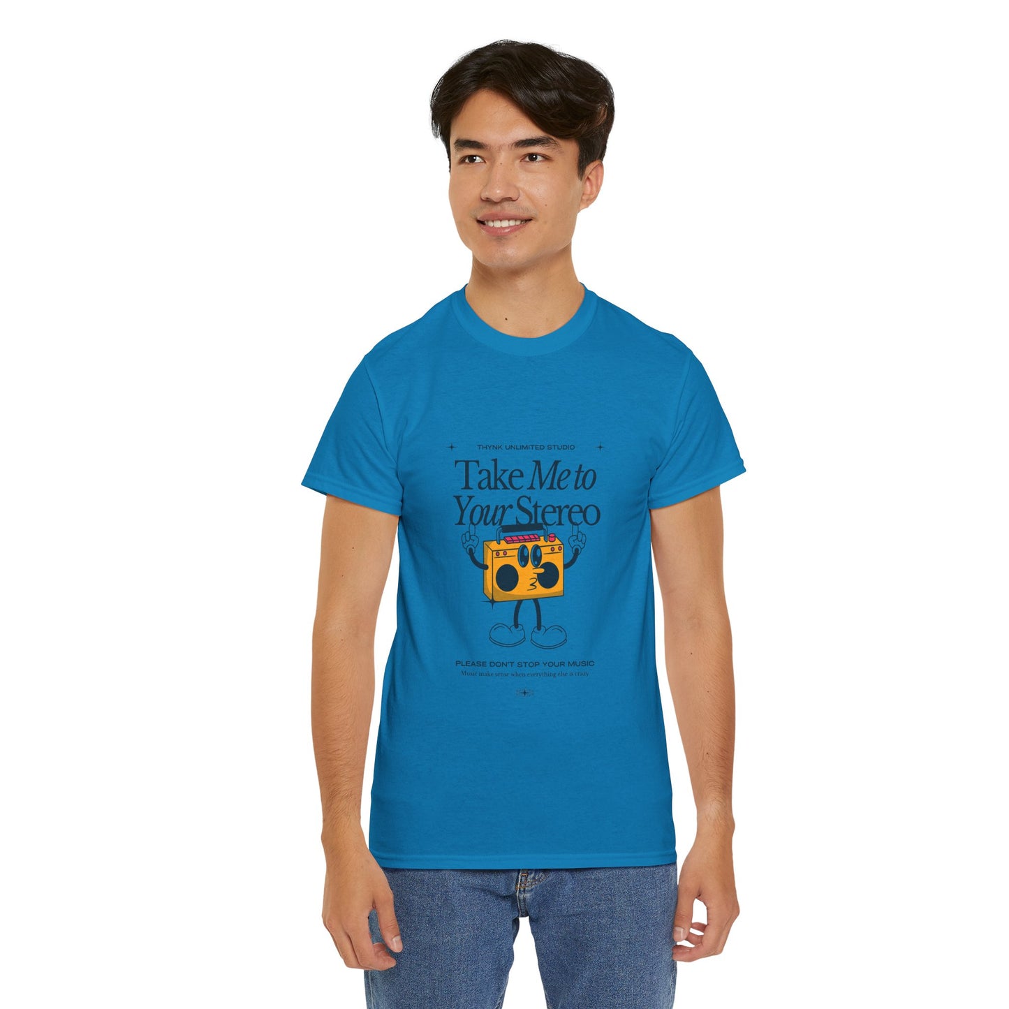 Retro Music Lover Tee - Take Me To Your Stereo, Vintage Style Shirt, Graphic T-Shirt, Unisex Cotton Top, Perfect Gift for Musicians, Summer Outfit