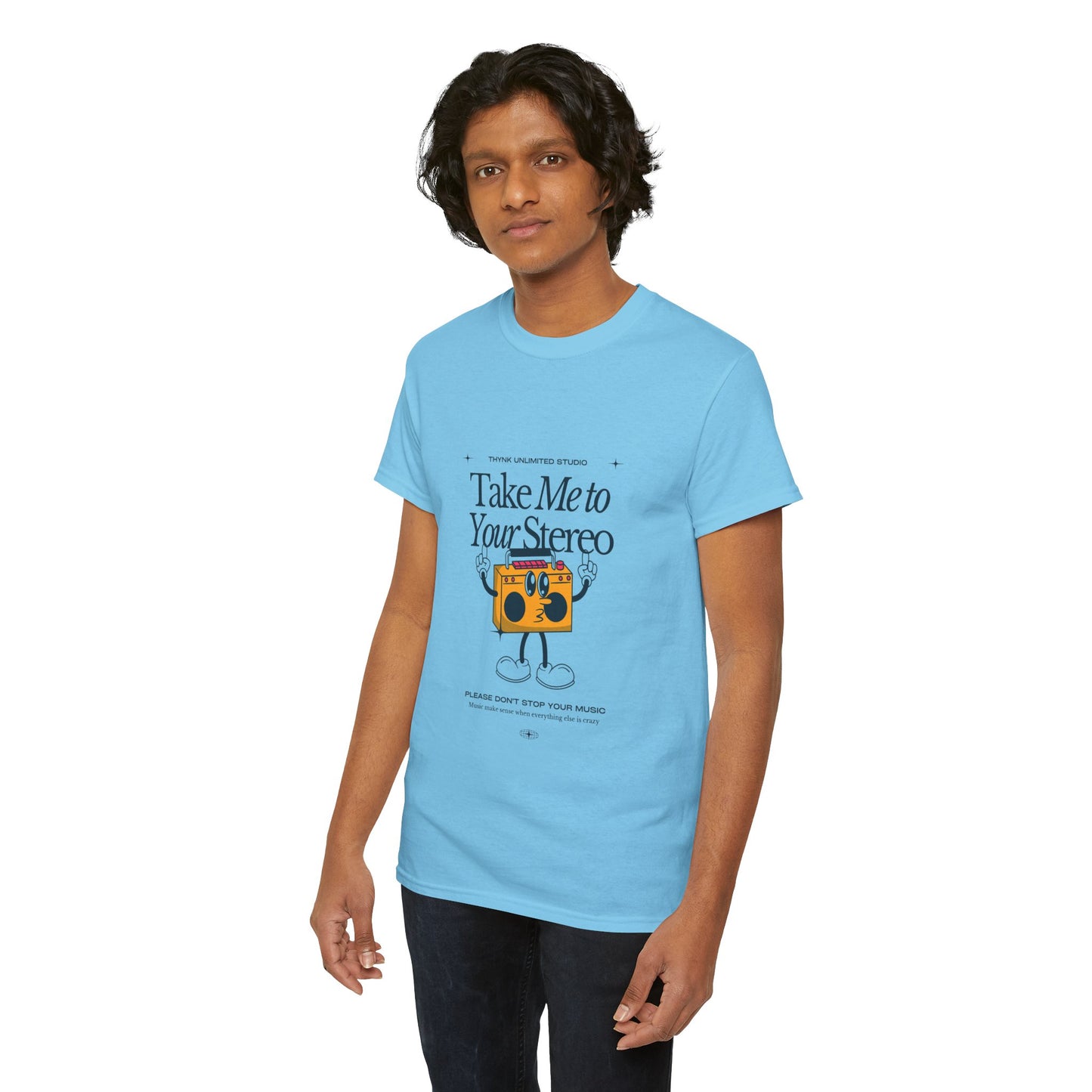Retro Music Lover Tee - Take Me To Your Stereo, Vintage Style Shirt, Graphic T-Shirt, Unisex Cotton Top, Perfect Gift for Musicians, Summer Outfit