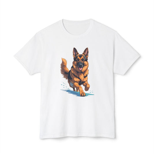 Running German Shepherd Dog Unisex HD Cotton™ T-shirt, Pet Lover Gift, Casual Wear, Animal Print Apparel, Funny Dog Shirt