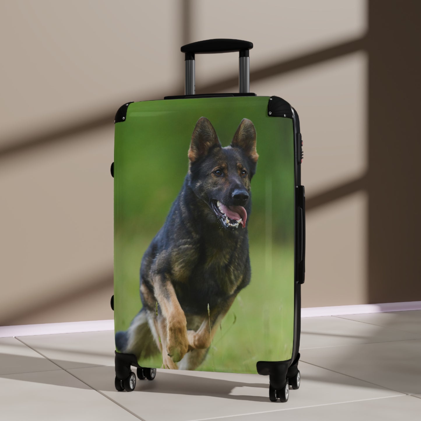 Dog Lovers Suitcase Featuring a Working Line German Shepherd Running On the Grass